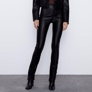 Zara Extra Long Faux Leather Leggings (m)